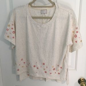 Hi-lo Short Sleeve Top With Multi-color “Holes” (NWOT)
